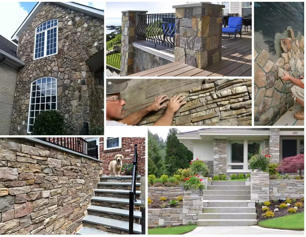 Culture Stone cut by veneer cladding machine for house wall