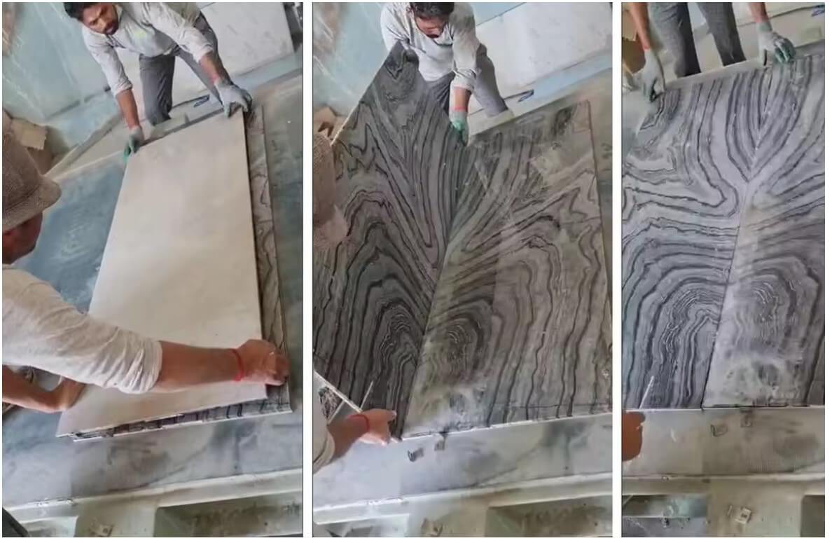 Marble Slab Cut by Band Sawing Machine Marble Slab Cut by Band Sawing Machine