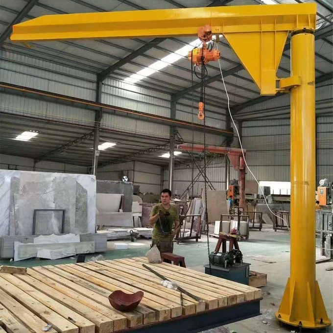 Stone Jib crane under installation Stone Jib crane under installation